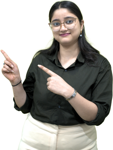 Professional woman aiming towards left direction